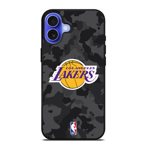 LOS ANGELES LAKERS BLACK CAMO iPhone 16 Case Cover LOS ANGELES LAKERS BLACK CAMO iPhone 16 Case Cover
