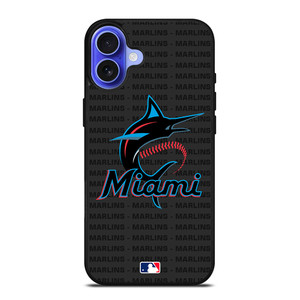 MIAMI MARLINS BASEBALL BLACK iPhone 16 Case Cover