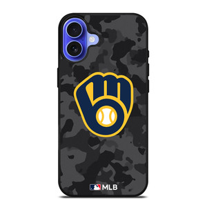 MILWAUKEE BREWERS BASEBALL BLACK CAMO iPhone 16 Case Cover MILWAUKEE BREWERS BASEBALL BLACK CAMO iPhone 16 Case Cover