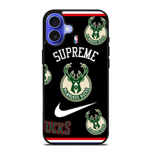 MILWAUKEE BUCKS NBA X SUPREME NIKE iPhone 16 Case Cover MILWAUKEE BUCKS NBA X SUPREME NIKE iPhone 16 Case Cover
