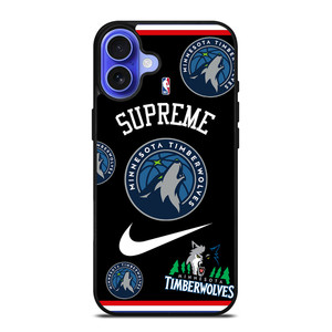 MINNESOTA TIMBERWOLVES NBA X SUPREME NIKE iPhone 16 Case Cover MINNESOTA TIMBERWOLVES NBA X SUPREME NIKE iPhone 16 Case Cover