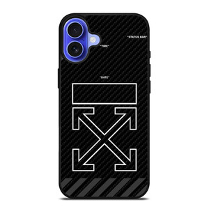 OFF WHITE LOGO TIME DATE CARBON iPhone 16 Case Cover