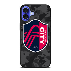 SAINT LOUIS CITY MLS BLACK CAMO iPhone 16 Case Cover SAINT LOUIS CITY MLS BLACK CAMO iPhone 16 Case Cover