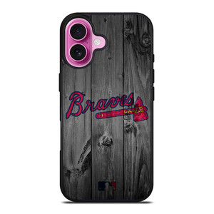 ATLANTA BRAVES BASEBALL MLB WOOD LOGO iPhone 16 Plus Case Cover