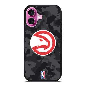ATLANTA HAWKS BLACK CAMO iPhone 16 Plus Case Cover