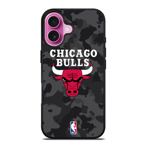 CHICAGO BULLS BLACK CAMO iPhone 16 Plus Case Cover