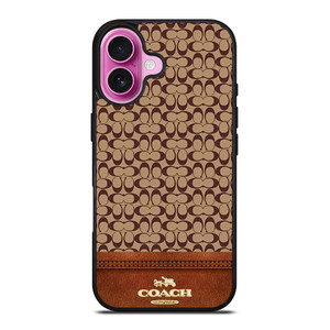 COACH NEW YORK LOGO BROWN LEATHER iPhone 16 Plus Case Cover COACH NEW YORK LOGO BROWN LEATHER iPhone 16 Plus Case Cover