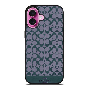 COACH NEW YORK LOGO PATTERN GREEN EMBLEM iPhone 16 Plus Case Cover