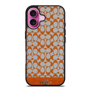 COACH NEW YORK LOGO PATTERN ORANGE EMBLEM iPhone 16 Plus Case Cover
