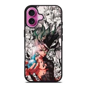DR STONE ANIME BLACK WHITE iPhone 16 Plus Case Cover