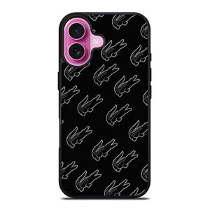 LACOSTE BLACK WHITE iPhone 16 Plus Case Cover LACOSTE BLACK WHITE iPhone 16 Plus Case Cover