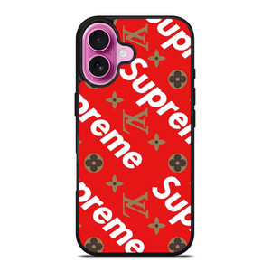LOUIS VUITTON X SUPREME RED iPhone 16 Plus Case Cover LOUIS VUITTON X SUPREME RED iPhone 16 Plus Case Cover