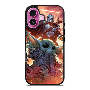 MANDALORIAN AND BABY YODA STAR WARS iPhone 16 Plus Case Cover MANDALORIAN AND BABY YODA STAR WARS iPhone 16 Plus Case Cover