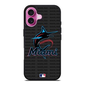 MIAMI MARLINS BASEBALL BLACK iPhone 16 Plus Case Cover