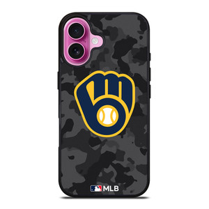 MILWAUKEE BREWERS BASEBALL BLACK CAMO iPhone 16 Plus Case Cover MILWAUKEE BREWERS BASEBALL BLACK CAMO iPhone 16 Plus Case Cover