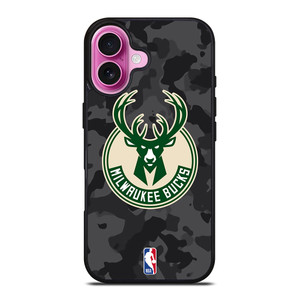 MILWAUKEE BUCKS BLACK CAMO iPhone 16 Plus Case Cover