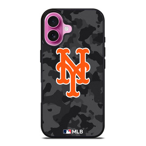 NEW YORK METS BASEBALL BLACK CAMO iPhone 16 Plus Case Cover