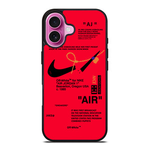 NIKE AIR OFF WHITE RED iPhone 16 Plus Case Cover