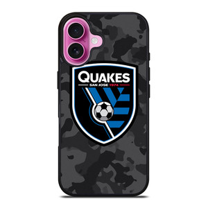 SAN JOSE EARTHQUAKES MLS BLACK CAMO iPhone 16 Plus Case Cover