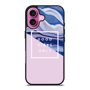 TUMBLR GOOD VIBES ONLY PINK MARBLE iPhone 16 Plus Case Cover
