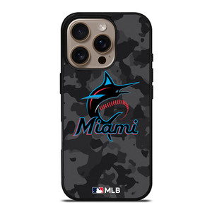 MIAMI MARLINS BASEBALL BLACK CAMO iPhone 16 Pro Case Cover