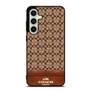 COACH NEW YORK LOGO BROWN LEATHER Samsung Galaxy S24 FE Case Cover