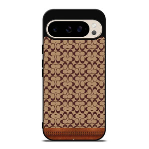 COACH NEW YORK LOGO BROWN LEATHER Google Pixel 9 Pro Case Cover