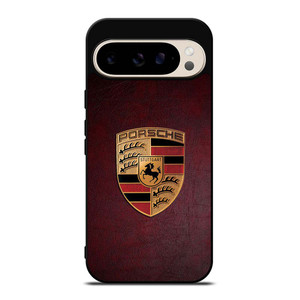 PORSCHE CAR LOGO ON RED LEATHER Google Pixel 9 Pro Case Cover