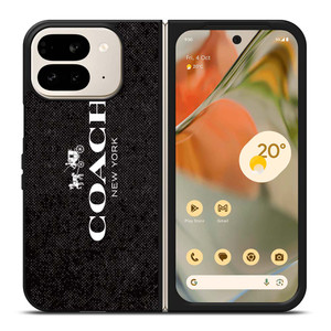 COACH NEW YORK LOGO ON BLACK FABRIC Google Pixel 9 Pro Fold Case Cover