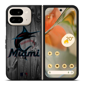MIAMI MARLINS BASEBALL MLB WOOD LOGO Google Pixel 9 Pro Fold Case Cover