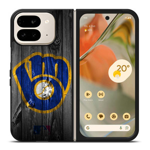 MILWAUKEE BREWERS MLB BASEBALL WOODEN LOGO Google Pixel 9 Pro Fold Case Cover