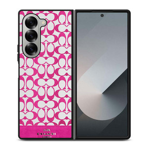 COACH NEW YORK LOGO PATTERN PINK EMBLEM Samsung Galaxy Z Fold 6 Case Cover