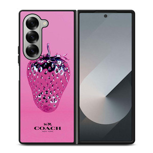 COACH NEW YORK LOGO SILVER STRAWBERRY ICON Samsung Galaxy Z Fold 6 Case Cover