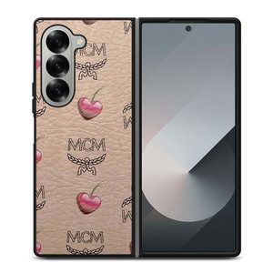 MCM LOVE CHERRIES BROWN LEATHER Samsung Galaxy Z Fold 6 Case Cover