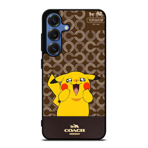 COACH NEW YORK LOGO BRWON EMBLEM X PIKACHU POKEMON Samsung Galaxy S25 Case Cover