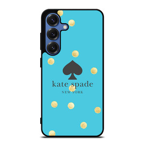 KATE SPADE NEW YORK LOGO BLUE GOLDEN POLKADOTS Samsung Galaxy S25 Case Cover