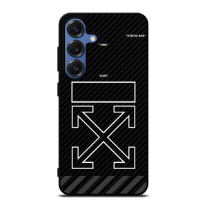 OFF WHITE LOGO TIME DATE CARBON Samsung Galaxy S25 Case Cover