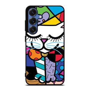 ROMERO BRITTO SERENE CAT ART Samsung Galaxy S25 Case Cover ROMERO BRITTO SERENE CAT ART Samsung Galaxy S25 Case Cover