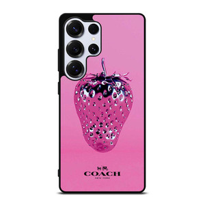 COACH NEW YORK LOGO SILVER STRAWBERRY ICON Samsung Galaxy S25 Ultra Case Cover