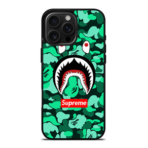 CAMO BATHING APE SUPREME GREEN iPhone 16 Pro Max Case Cover