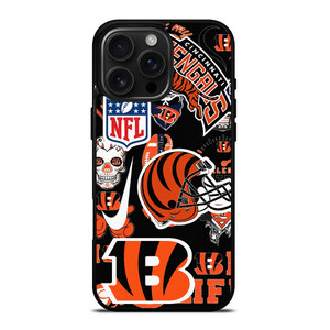 CINCINNATI BENGALS NFL STICKER BOMB iPhone 16 Pro Max Case Cover CINCINNATI BENGALS NFL STICKER BOMB iPhone 16 Pro Max Case Cover