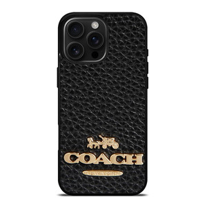 COACH NEW YORK BLACK LEATHER 2 iPhone 16 Pro Max Case Cover