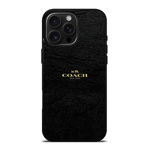 COACH NEW YORK BLACK LEATHER iPhone 16 Pro Max Case Cover