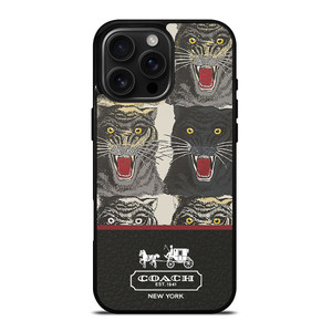 COACH NEW YORK TIGER FACE PATTERN iPhone 16 Pro Max Case Cover