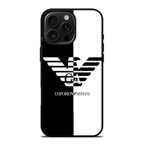 EMPORIO ARMANI WHITE BLACK iPhone 16 Pro Max Case Cover