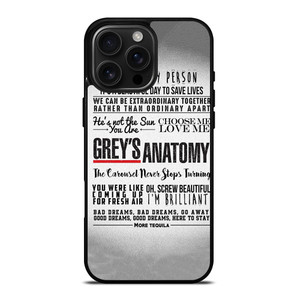 GREY'S ANATOMY QUOTES iPhone 16 Pro Max Case Cover