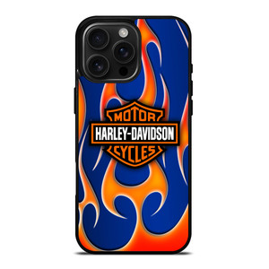 HARLEY DAVIDSON BLUE FLAME LOGO iPhone 16 Pro Max Case Cover