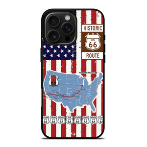 HISTORICAL ROUTE 66 USA FLAG iPhone 16 Pro Max Case Cover