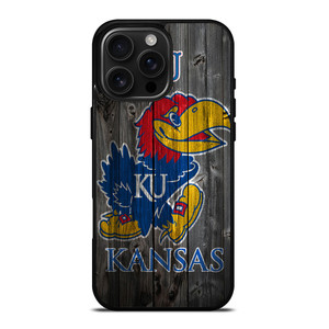 KANSAS JAYHAWKS WOODEN LOGO iPhone 16 Pro Max Case Cover