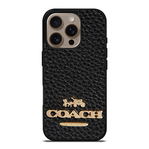 COACH NEW YORK BLACK LEATHER 2 iPhone 16 Pro Case Cover